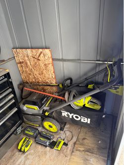 RYOBI mower, edger, weedwhacker