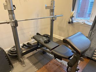 Olympic Weight Bench/Squat Rack and Olympic Bar 320lbs