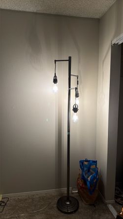 3-Light Industrial Tree Floor Lamp with Large Glass Shades