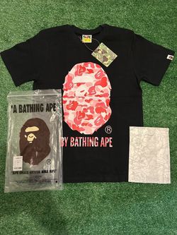Large Black and Pink Camo designer T shirt with Ape logo