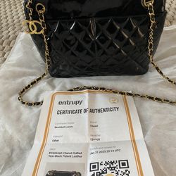 Chanel Black Patent Leather Tote Bag W/ 24K Plated Hardware 