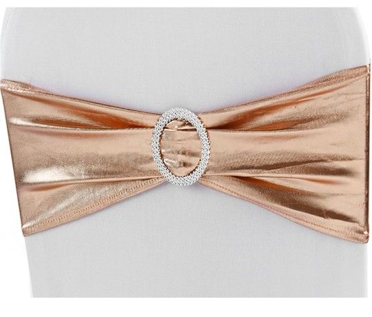 Spandex Rose Gold Chair Sashes Bows 100 Pack Stretch Chair Bands Elastic Chairs Ties for Wedding Decorations Party Reception Events Banquet Decor