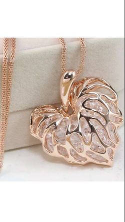 Gold or silver long heart necklace