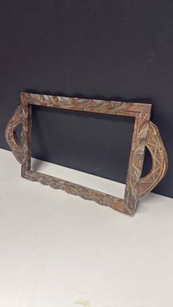 Rustic Hand-Carved Wooden Decorative Frame