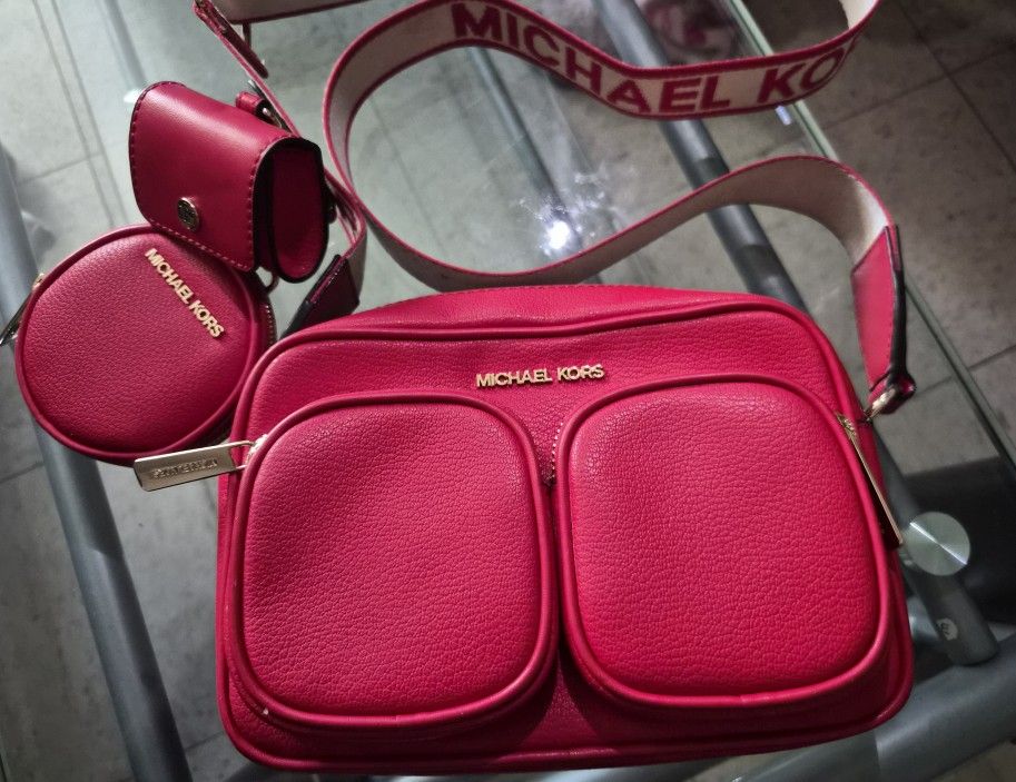 Red Michael Kors Messenger Bag
