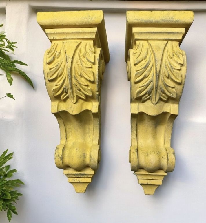 Antique Large Wooden Corbels-Yellow Color