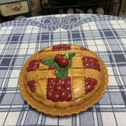 Vintage Ceramic Cherry Pie Lidded Dish
