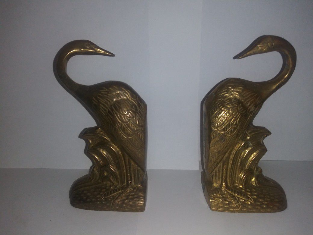 All brass 6in stork bookends or mail holder