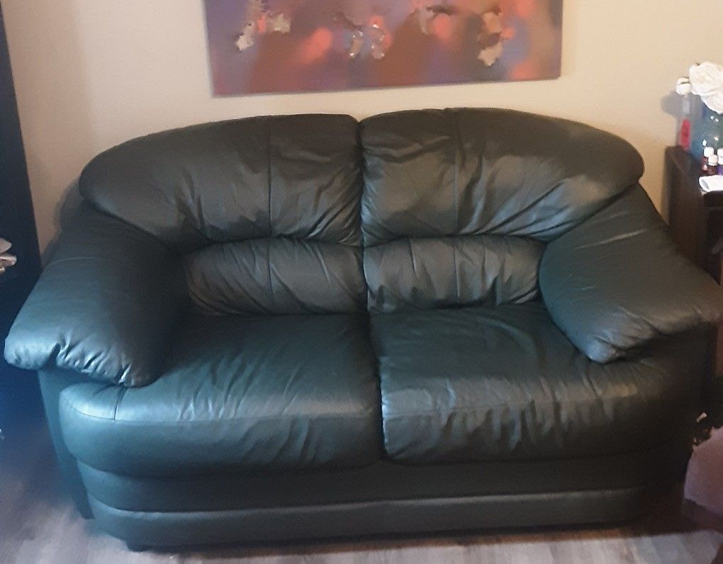 Green Leather Loveseat, Made In Italy $222