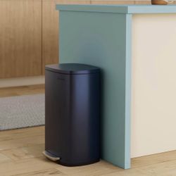 13 Gallon (50 L) Trash Can, Stainless Steel Kitchen Garbage Can, Recycling or Waste Bin, Soft Close, Step-On Pedal, Removable Inner 