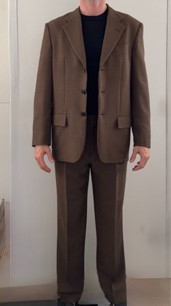 38R Men's Brown Two-Piece Suit Relaxed Fit