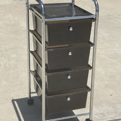 4-Drawer Rolling Storage Cart – Sleek Black & Chrome