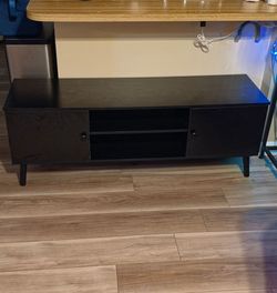 Black TV Stand with Cabinet Doors