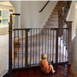 Babelio Metal Baby/Pet Gate, 29-48'' Auto Close Easy Install, Extra Wide Walk Thru for Child Safety, Pressure Mounted Dog Door for Doorways & Stairs