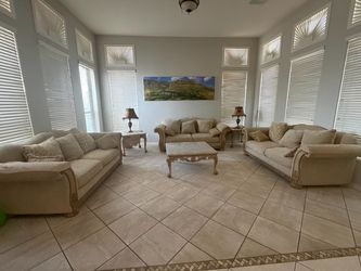 3-Piece Beige Sofa Set with Coffee Table