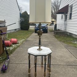 Antique Lamp Table Marble Top