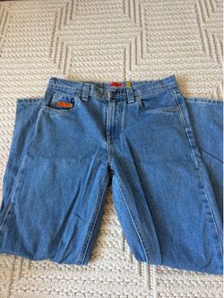 Blue light wash empire jeans