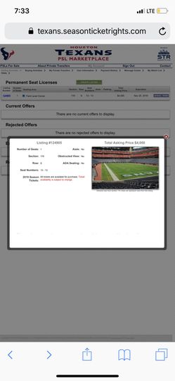 Houston Texans PSL for sale Avoid paying transaction fees