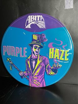 Abita Brewing Co Metal Tin Tacker Bar Sign Beer Craft Purple Haze Lager 20"