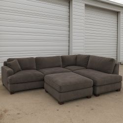 L Shaped Sectional Couch Modern Grey W/ottoman