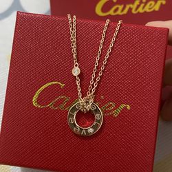 Cartier 18K Rose Gold LOVE Pendant with 2 Diamonds