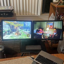 Dual Monitor Stand W/ 2 hp elitedisplay e242 Monitors 
