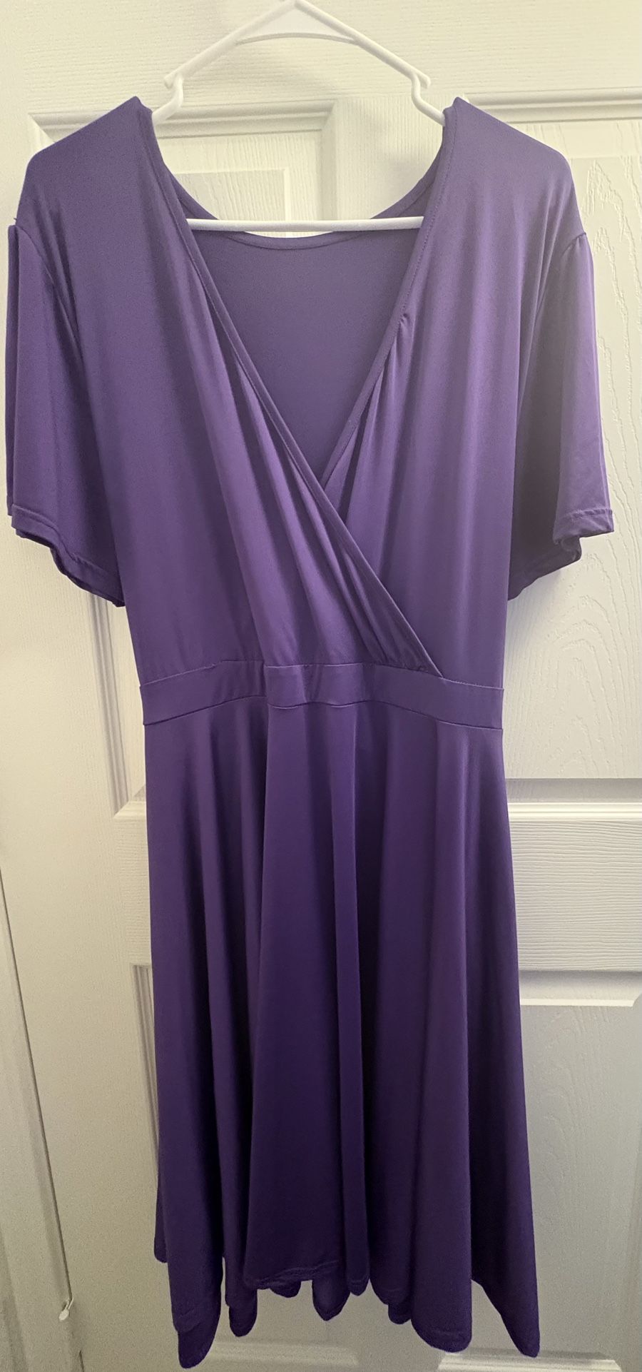 4X Women’s Plus Size Purple Faux Wrap Dress