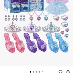 🆕 In 📦 3️⃣Sets Princess Dress Up Toys,Includes Colorful Skirt,Crown,Shoes,Accessories,Suitable for Girls2️⃣-6️⃣Role Play,Girls Gifts