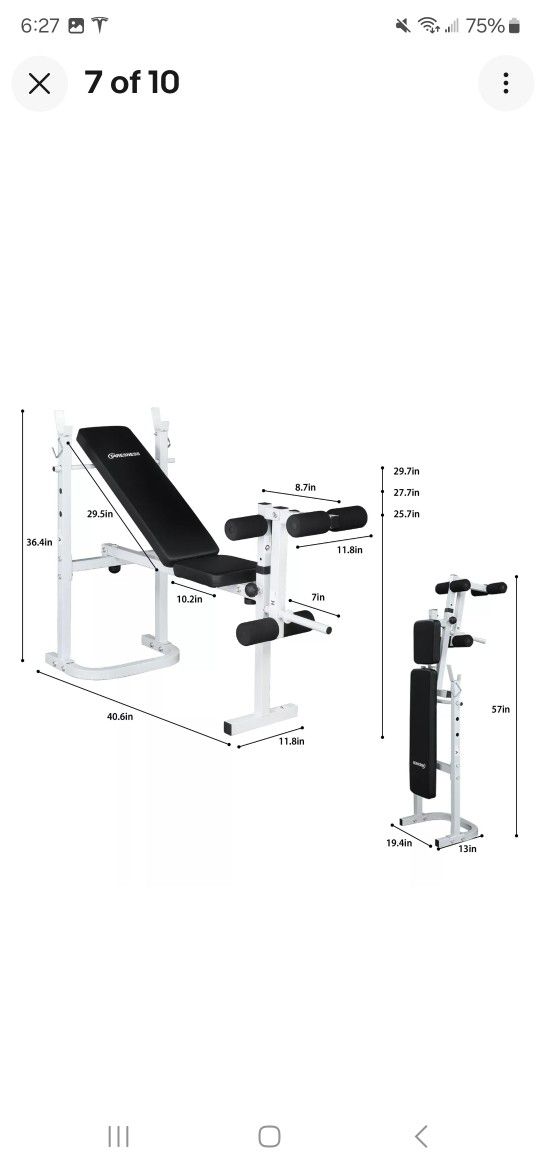 Adjustable Weight Lifting Bench Inline /W Barbell Rack Home Gym