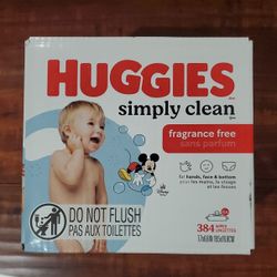 Huggies Simply Clean Fragrance Free Wipes: 6 Packs Of 64 Count Each = 384 Count