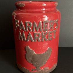 Red Distressed Robbin Egg Kitchen Utensil Holder 