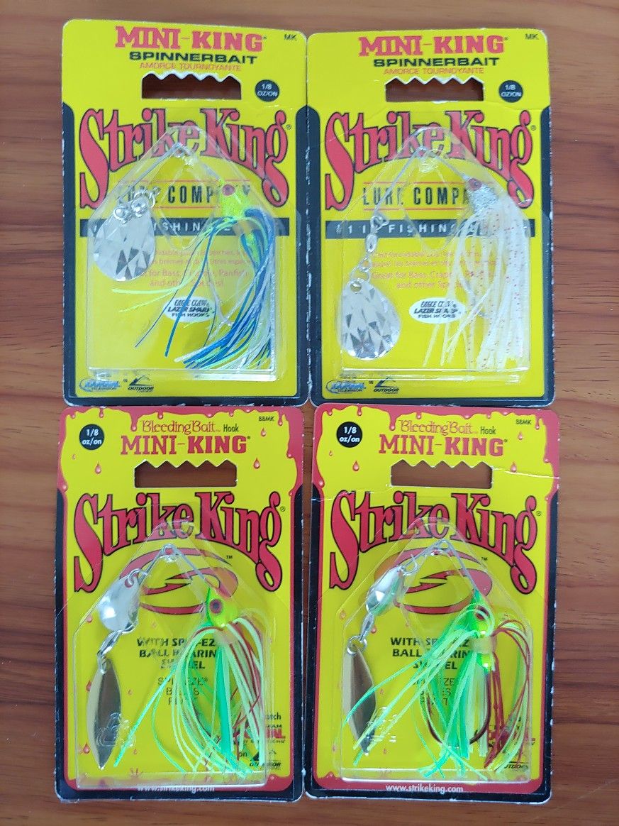 4 Packs Strike King Mini-King Redeyed Special Spinnerbait 1/8 oz - Fishing Lures 