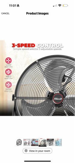 XtremepowerUS 24" Industrial Shop Fan High-Velocity Flow Drum Fan Floor Fan Rolling Drum Garage Tilt 3 Adjustable Speed Commercial, Gym, Garage Use, B