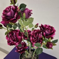 *** NEW LOW PRICE *** Faux Peony Rose Tree Topped with Dragon Blood Stone @ Lasting Creations