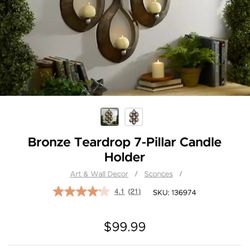 Bronze Teardrop 7-Pillar Candle Holder