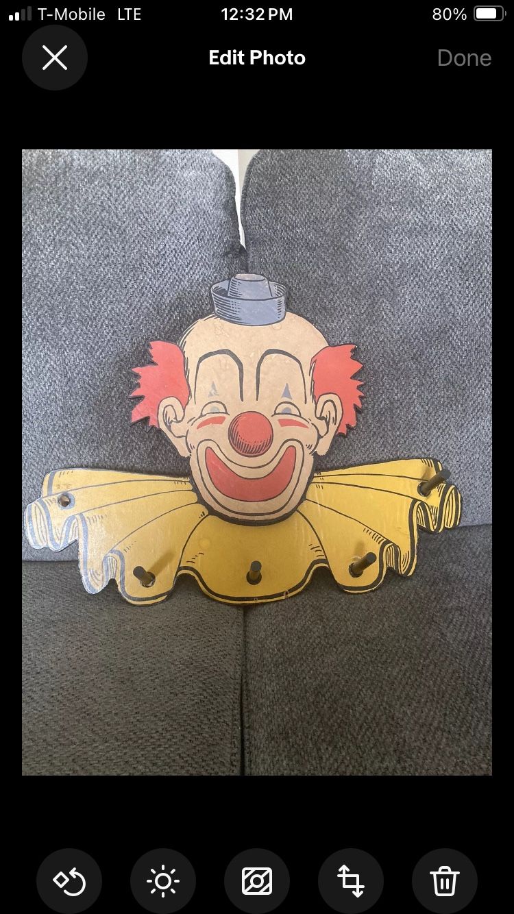 American Folk Art vintage Clown Coat Rack/ring Toss