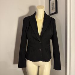 NY & Co Size 6 Black Blazer Women’s Padded Shoulders 7th Avenue Design Studio