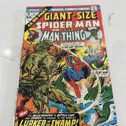 Giant-Size Spider-Man #5 (July 1975) Vs. The Lizard! Man-Thing , FN-  Some writing on the back
