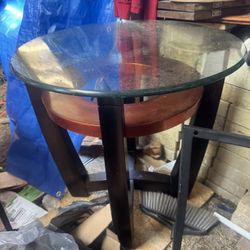 Round Glass End Table 