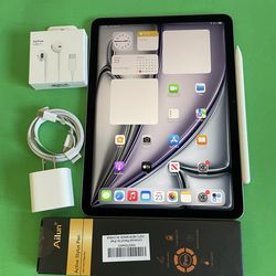 Apple IPad Air 11” ( M2 chip / 2024  Model) 128GB  with pen, keyboard case & Accessories