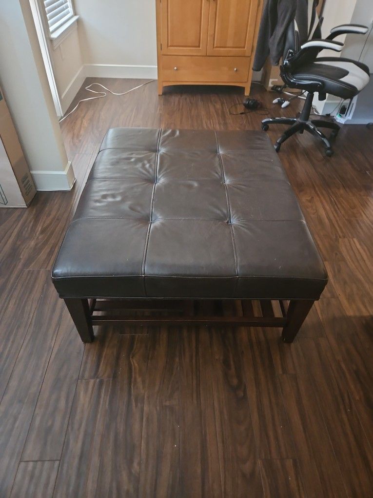 Brown Leather Ottoman