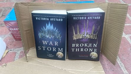 War Storm a novel by Victoria Aveyard and  Broken Throne  also by Victoria Aveyard
