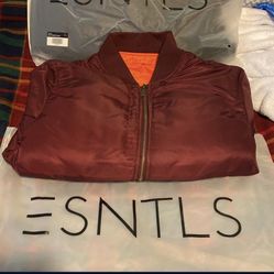 ESNTLS Burgundy Bomber Jacket XS