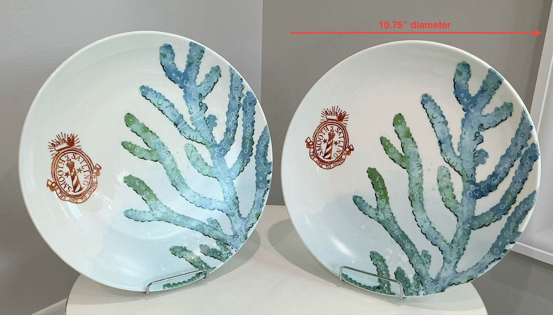 2 Chad Barrett Creative Co-op Round Coastal Stoneware Platters