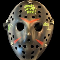 Ari Lehman Signed & Inscribed Black Hockey Mask “Jason 1/Jason Never Dies”