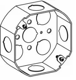 ORBIT  - 1-1/2" DEEP, 4" WELDED OCTAGON STEEL BOX WITH BAR HANGER