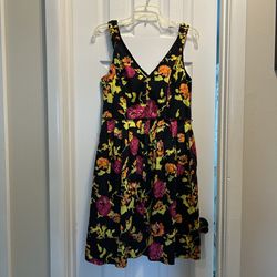 Women’s KAY UNGER New York cotton, spandex, sleeveless black floral stretch dress… Size 12