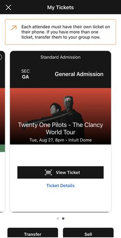 TWENTY ONE PILOTS TICKET