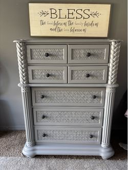 Modern gray tall chest laura ashely