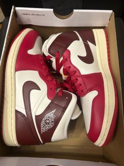 Air Jordan 1 Mid Red White Sneakers